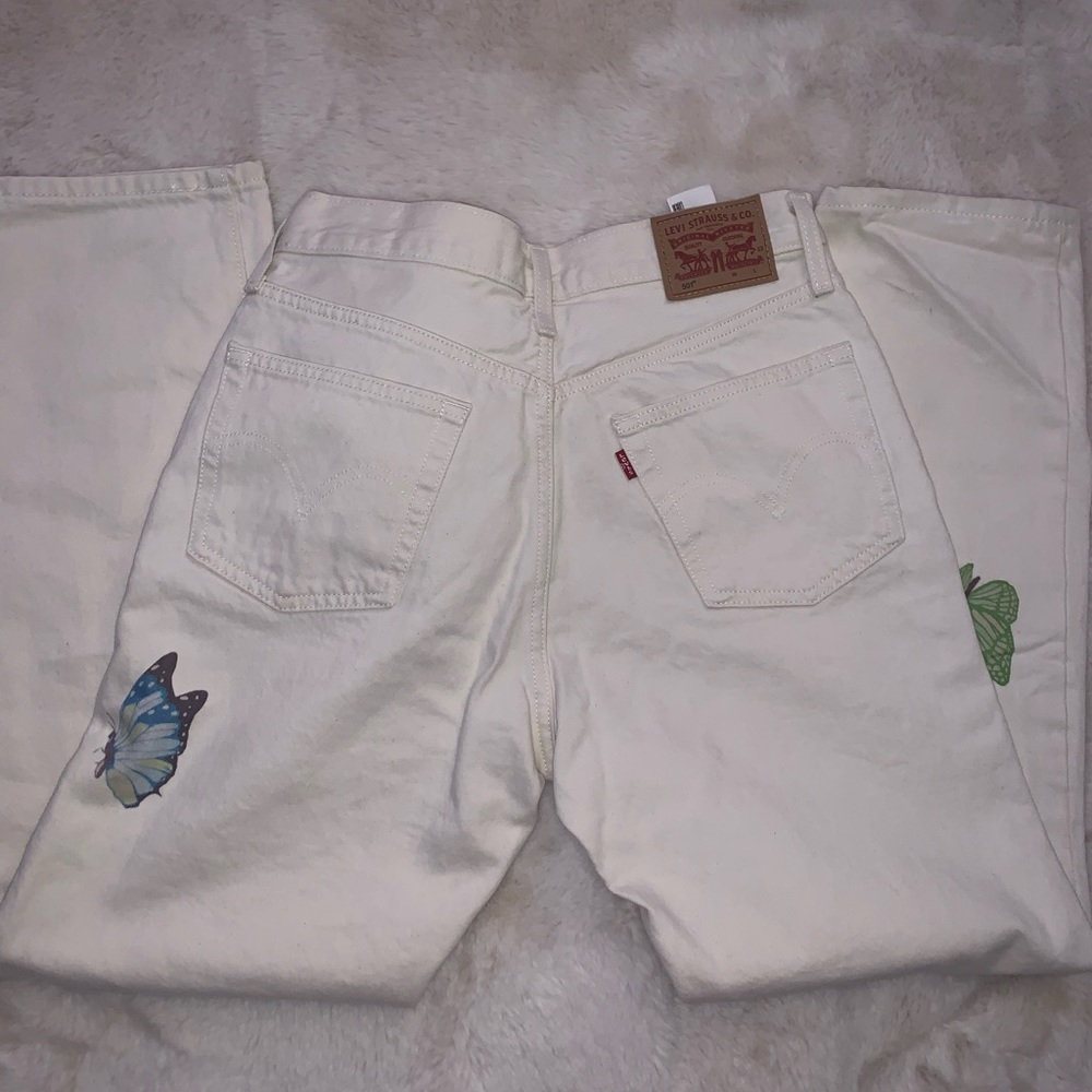 Levi’s 501 butterfly beige jeans
